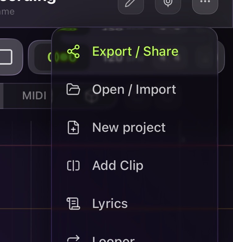 The ••• header menu with New project highlighted