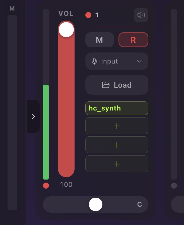 A VU meter showing a healthy green signal level