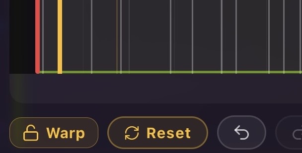 The Stretch tab in the Clip Edit modal, with the slider, Reset, and bar preset chips